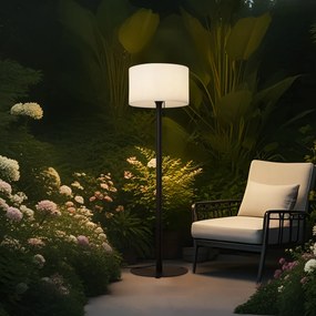 Candeeiro de Pé Moderno para Exterior Preto com Abajur Branco IP44 - Mississippi