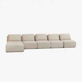Sofá Modular Chaise Longue Esquerdo De 5 Peças Em Veludo Embalado A Vácuo Temple Linho Veludo Bege Linho - Sklum
