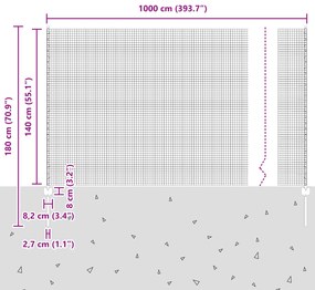 Cerca de Arame Soldado com 10 Postes U Cinza 1.4x10 m Aço