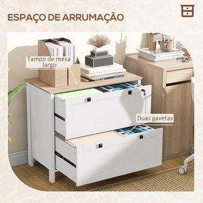 HOMCOM Armário de Escritório Móvel Arquivador com 2 Gavetas 2 Barras S