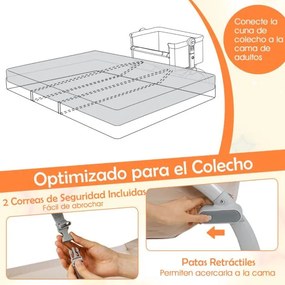 Berço 2 em 1 para bebés com altura ajustável, 4 rodas, rede mosquiteira e cesto de arrumação para bebés dos 0 aos 6 meses, 95 x 65 x 70-82 cm, bege