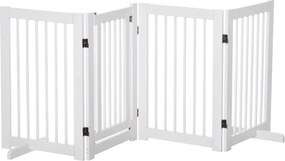 Barreira de Segurança para Cães 204x36x75 cm em Madeira Dobrável para Escadas e Portas para Cães Pequenos e Médios de 4 Painéis Branco