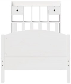 Cama com estante sem colchão 100x200 cm pinho maciço branco