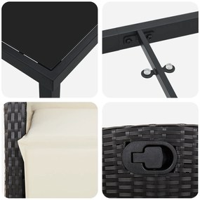 Conjunto de Jantar de Jardim de 7 Peças de Rattan Poliéster Preto
