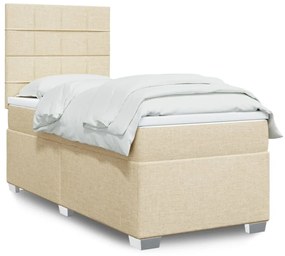 Cama com molas/colchão 90x190 cm tecido cor creme