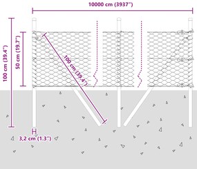 Cerca Hexagonal vidaXL Cinza 0.5x100 m Aço