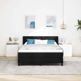 Cama Box com cabeceira Preto 140 x 190 cm Tecido e Espuma