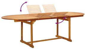 7 pcs conjunto de jantar para jardim acácia maciça e textilene
