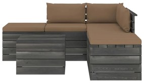 6 pcs conjunto lounge de paletes com almofadões pinho maciço