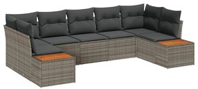 Conjunto de Sofá de Jardim de 7 Peças com Almofadas Cinza Rattan Acáci