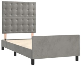 Estrutura de cama sem colchão 90x200 cm veludo cinzento-claro
