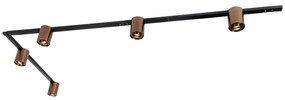 Sistema de calhas de iluminação monofásico com 5 focos bronze escuro e preto - Rondoo Up