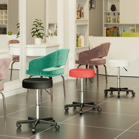 1x Banco de massagem com rodas, altura ajustável e base giratória, com 3 capa protetoras vermelho, preto, branco