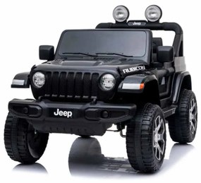 Jipe elétrico para Crianças JEEP Wrangler, assento duplo em couro sintético, rádio com Bluetooth e entrada USB, unidade 4x4, bateria 12V10Ah, rodas EV