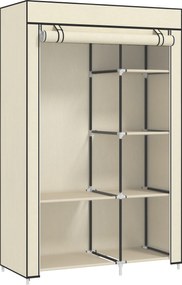 HOMCOM Roupeiro de Tecido Dobrável com 6 Prateleiras e 1 Barra de Pendurar para Dormitório Vestidor 103x43x162,5cm Creme | Aosom Portugal