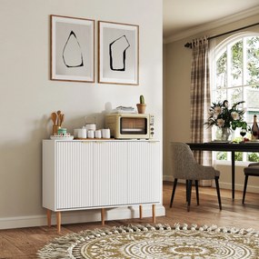 Aparador de Sala de Estar com Prateleira Ajustável Móvel para TV para Quarto Sala de Estar 107x35x80 cm Branco