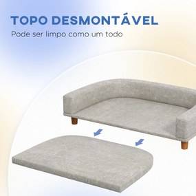 Cama para Cães Cama Elevada para Cães Estofada com Almofada Lavável e Pés de Madeira de Pinho 98x67x25 cm Cinza