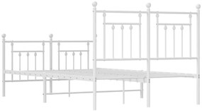 Estrutura de cama com cabeceira e pés 120x200 cm metal branco