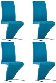 vidaXL Cadeiras de jantar ziguezague 4 pcs couro artificial azul