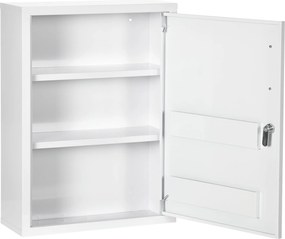 kleankin Armário de farmácia 2 prateleiras 3 níveis com porta trancável 2 chaves 40 x 15 x 53,5 cm branco | Aosom Portugal