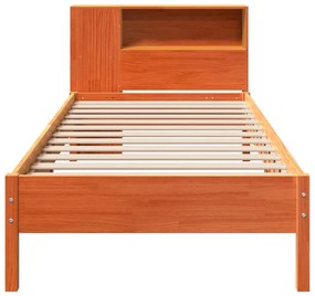 Cama com estante sem colchão 90x190cm pinho maciço castanho-mel