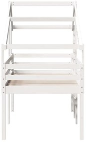 Cama alta com telhado 90x200 cm pinho maciço branco
