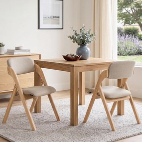Conjunto de 2 Cadeiras de Jantar Dobráveis (MESA NÃO INCLUIDA), 53 x 61 x 81 cm, Estrutura em Madeira de Seringueira, Bege