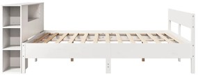 Cama com estante sem colchão 200x200 cm pinho maciço branco