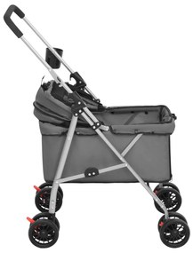 Carrinho dobrável para cães 76x50x100 cm tecido oxford cinzento