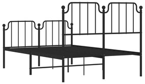 Estrutura de cama com cabeceira e pés 120x200 cm metal preto