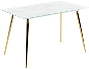 Mesa de jantar em inox e vidro temperado efeito de mármore e dourado 120 x 70 cm MULGA Beliani
