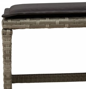 17 pcs conj. de jantar p/ jardim c/ almofadões vime PE cinzento
