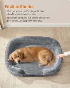 Cama para cães com bordas elevadas 106 x 76 x 18 cm cinza claro