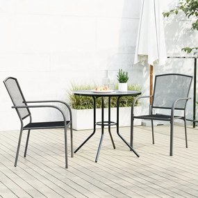 Cadeiras de jardim encastrar 3 pcs aço revestido a pó antracite