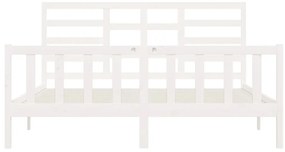 Cama sem colchão 200x200 cm madeira de pinho maciça branco