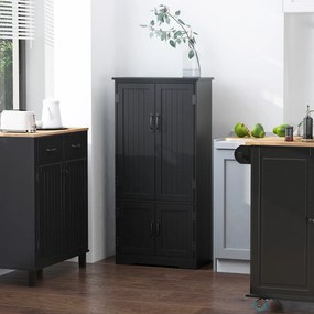 Aparador de cozinha contemporâneo com múltiplas opções de arrumação: 2 armários e 3 prateleiras, 60 x 30 x 123 cm, preto