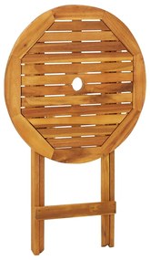 3 pcs conjunto jantar dobrável p/ jardim madeira acácia maciça