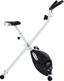 SPORTNOW Bicicleta Estática Dobrável Silenciosa com 8 Níveis de Resistência, Monitor LCD, Assento Ajustável e Rodas, Branca | Aosom Portugal