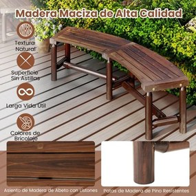 Banco Curvo para Exterior 170 x 58 x 45 cm para 2-3 Pessoas Capacidade de Carga de 360 kg Sem Encosto para Jardim Castanho