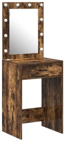 Mesa de Maquilhagem  com Luzes LED Carvalho Fumado 50x41x135 cm