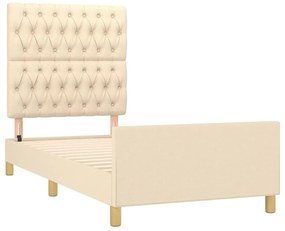 Estrutura de cama sem colchão 100x200 cm tecido cor creme