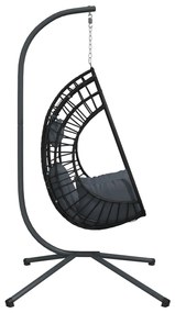 Cadeira forma de ovo suspensa c/ suporte vime/aço antracite