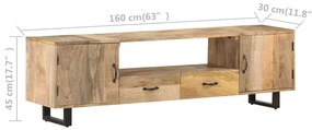 Móvel de TV 160x30x45 cm madeira de mangueira maciça