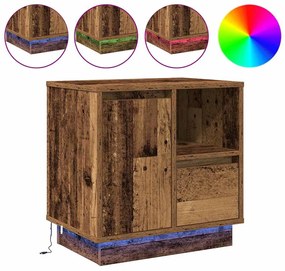 Cômodas de Cabeceira com LED 2 pcs Madeira Velha 50x34,5x50 cm