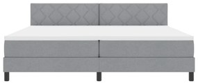Cama Box com Colchão &amp; LED Cinza Claro 200x200 cm Tecido