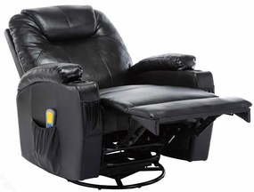 Cadeira de massagem reclinável couro artificial preto