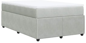 Cama boxspring c/ colchão 120x200 cm veludo cinzento-claro