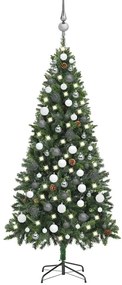 vidaXL Árvore Natal artificial pré-iluminada c/ bolas e pinhas 180 cm
