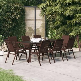 vidaXL 9 pcs conjunto de jantar para jardim castanho e preto