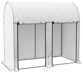 Outsunny Estufa Pequena Estufa de Exterior com Porta Dupla com Fecho de Correr e Cobertura de PE para Cultivar Plantas Flores 200x100x178 cm Branco | Aosom Portugal